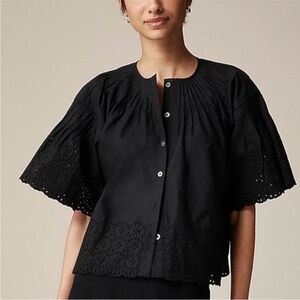 J. Crew Black Eyelet Jolie Blouse